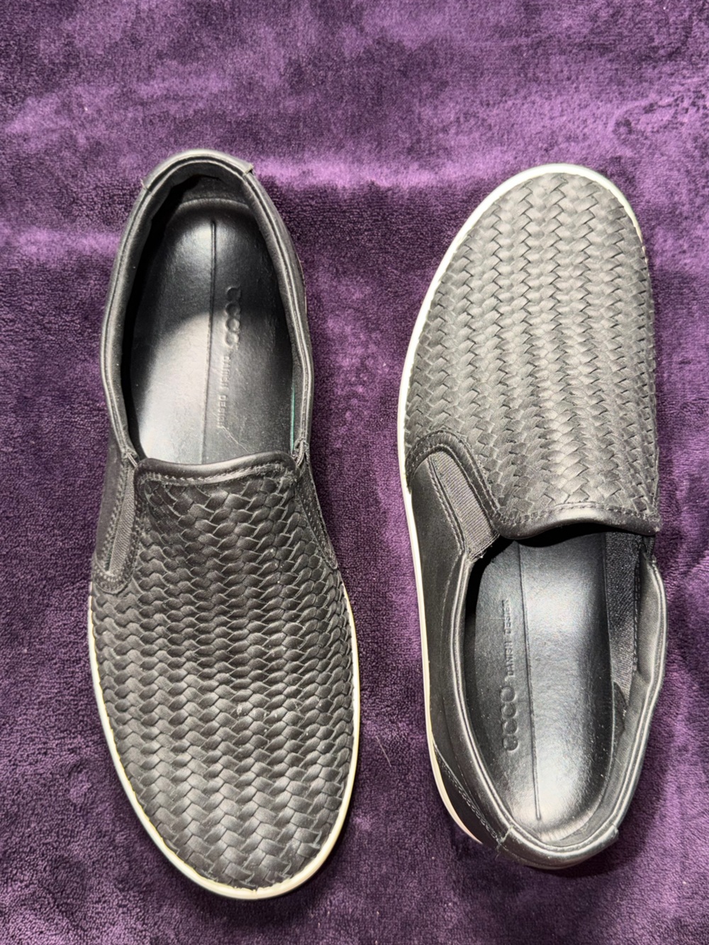 ECCO Women's Soft 7 Woven Leather Slip On Sneakers Black EU 41